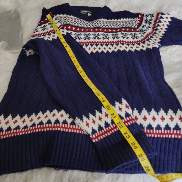 VTG‎ Christopher Rand Men's XL Acrylic Knit Ski Sweater Fairy Isle Birds Eye - Picture 12 of 16